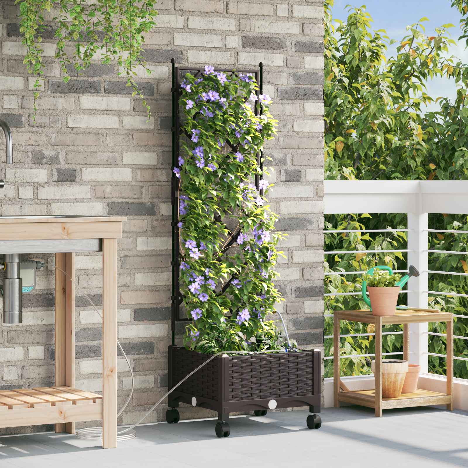 Garten-Pflanzgefäß 4 Stk. Braun 160 x 40 x 22 cm PP