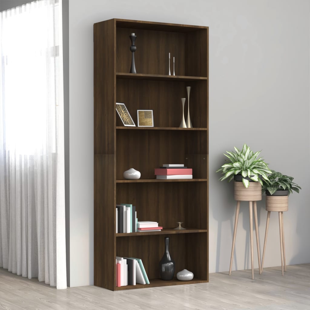 Bücherregal Schwarz Eichen-Optik 80x30x189 cm Holzwerkstoff