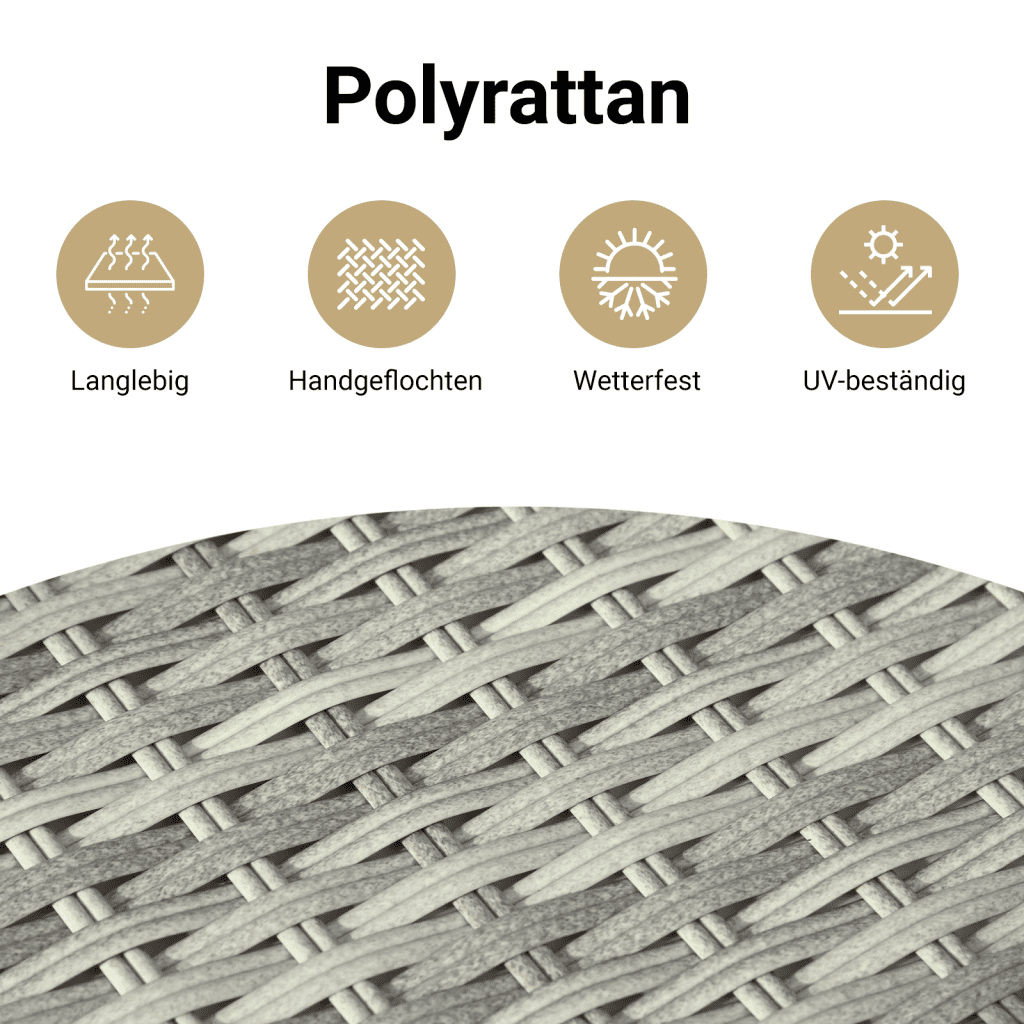 10-tlg. Garten-Sofagarnitur mit Kissen Schwarz Poly Rattan