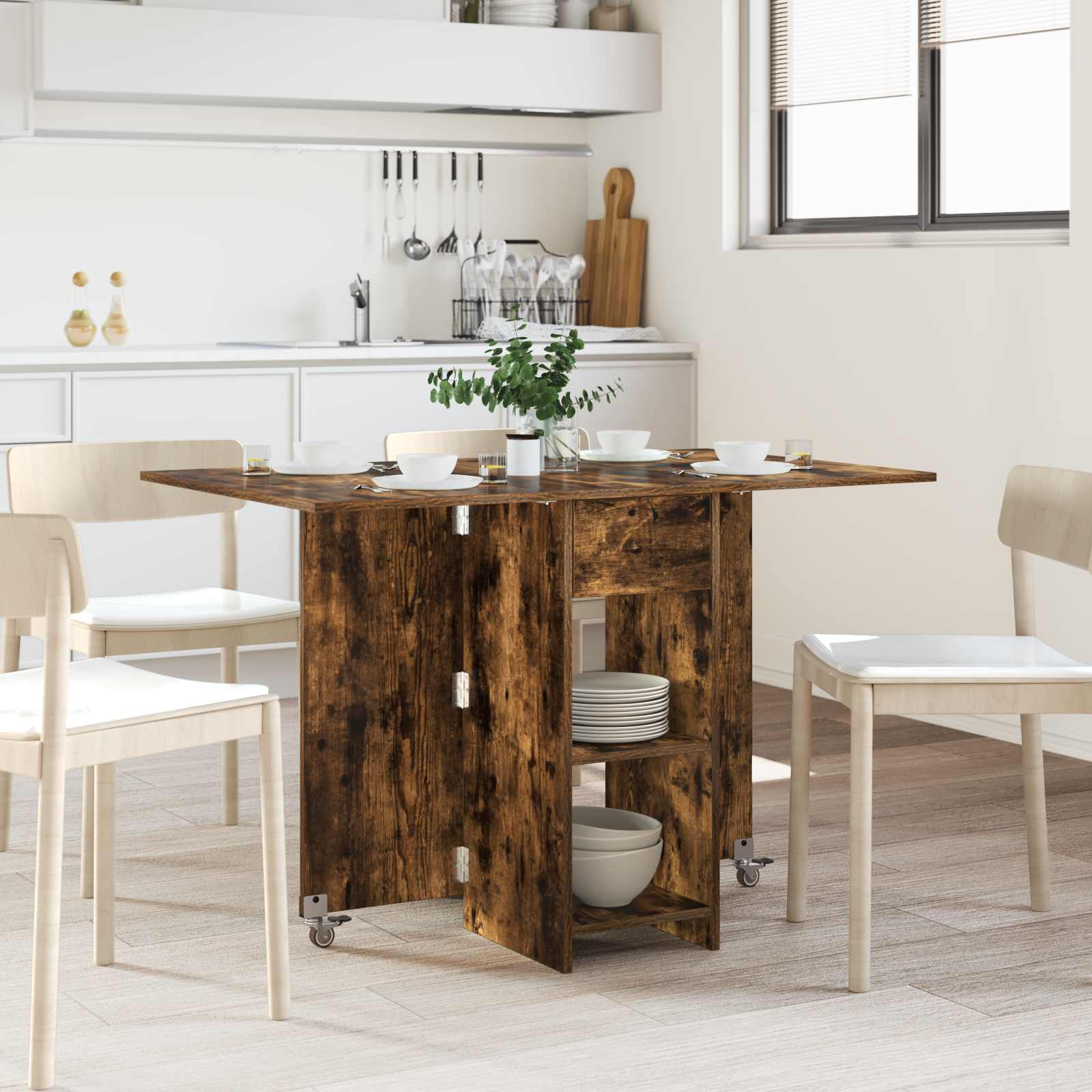 Esstisch 115 x 70 x 75 cm Holzwerkstoff Weiß Rechtwinklig