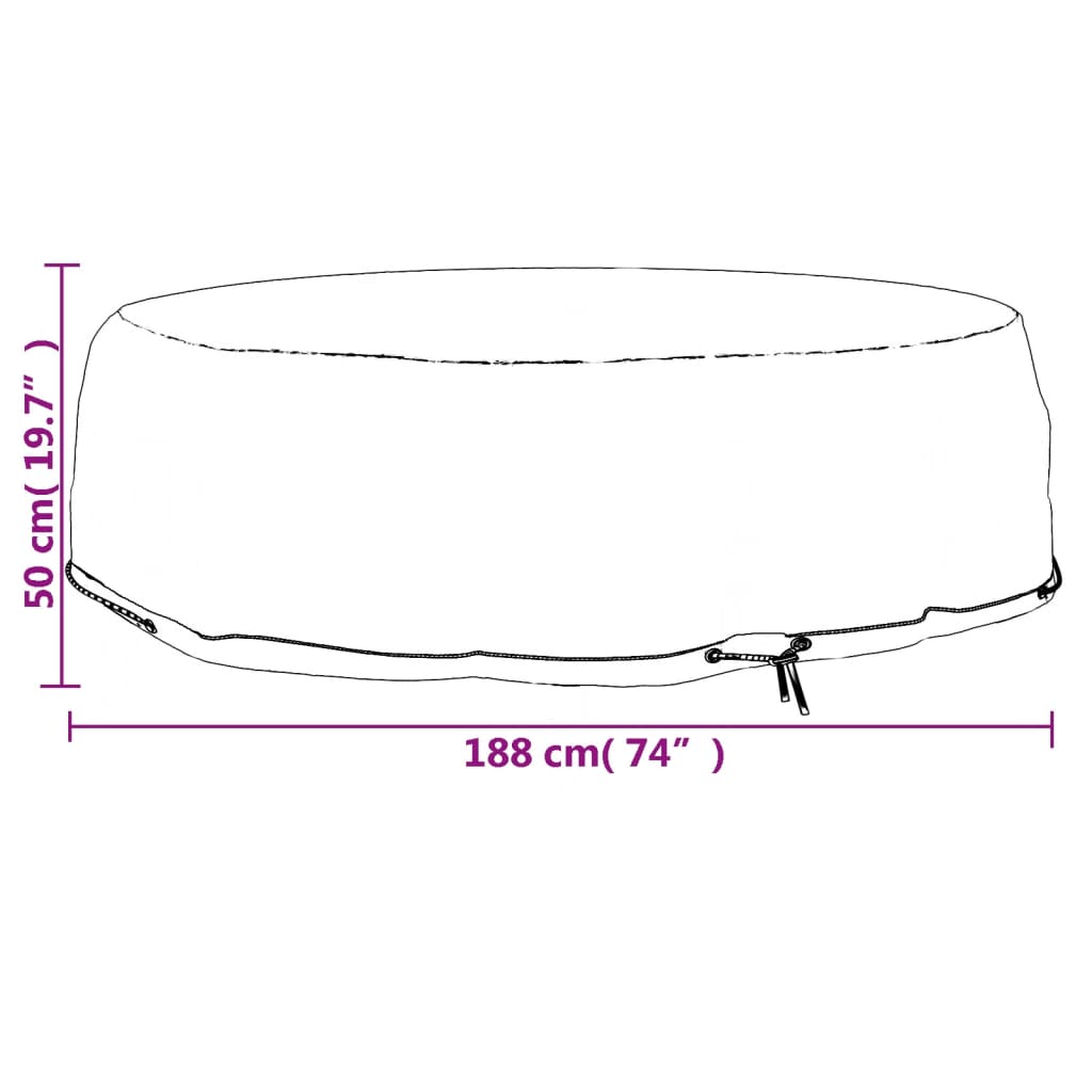 Abdeckungen für Lounge-Insel 2 Stk. 8 Ösen Ø188x50 cm Rund