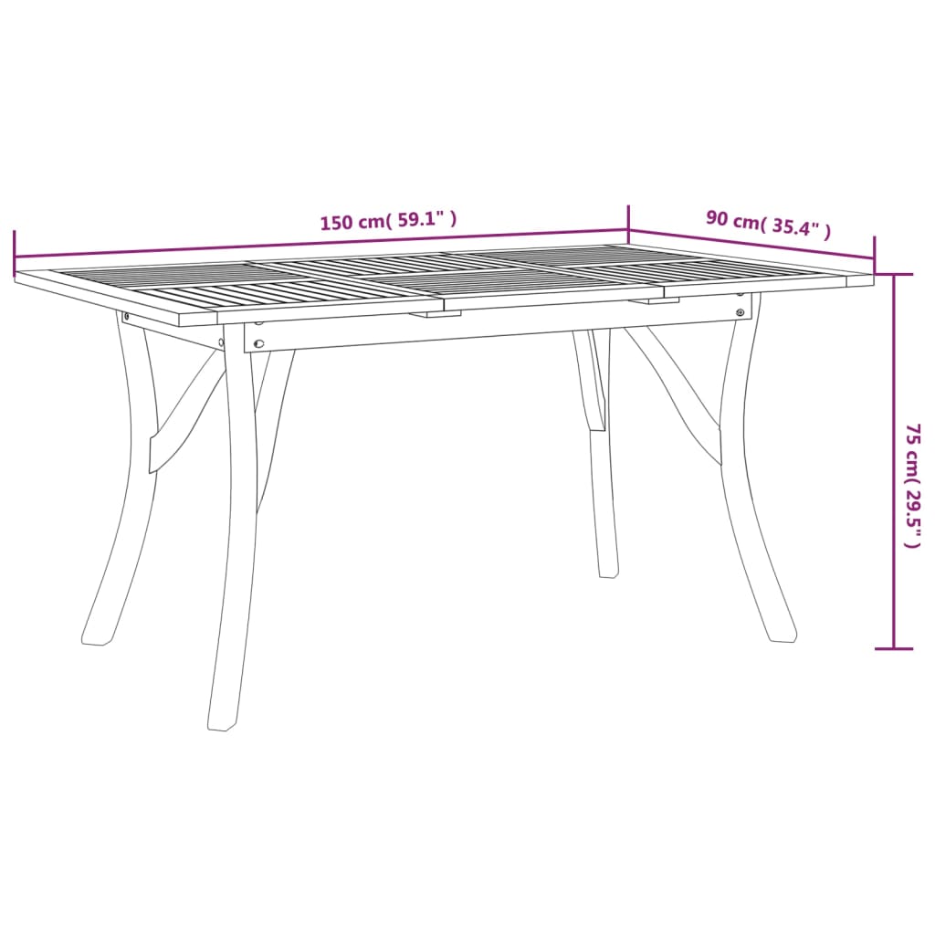 Gartentisch 85x85x75 cm Massivholz Akazie