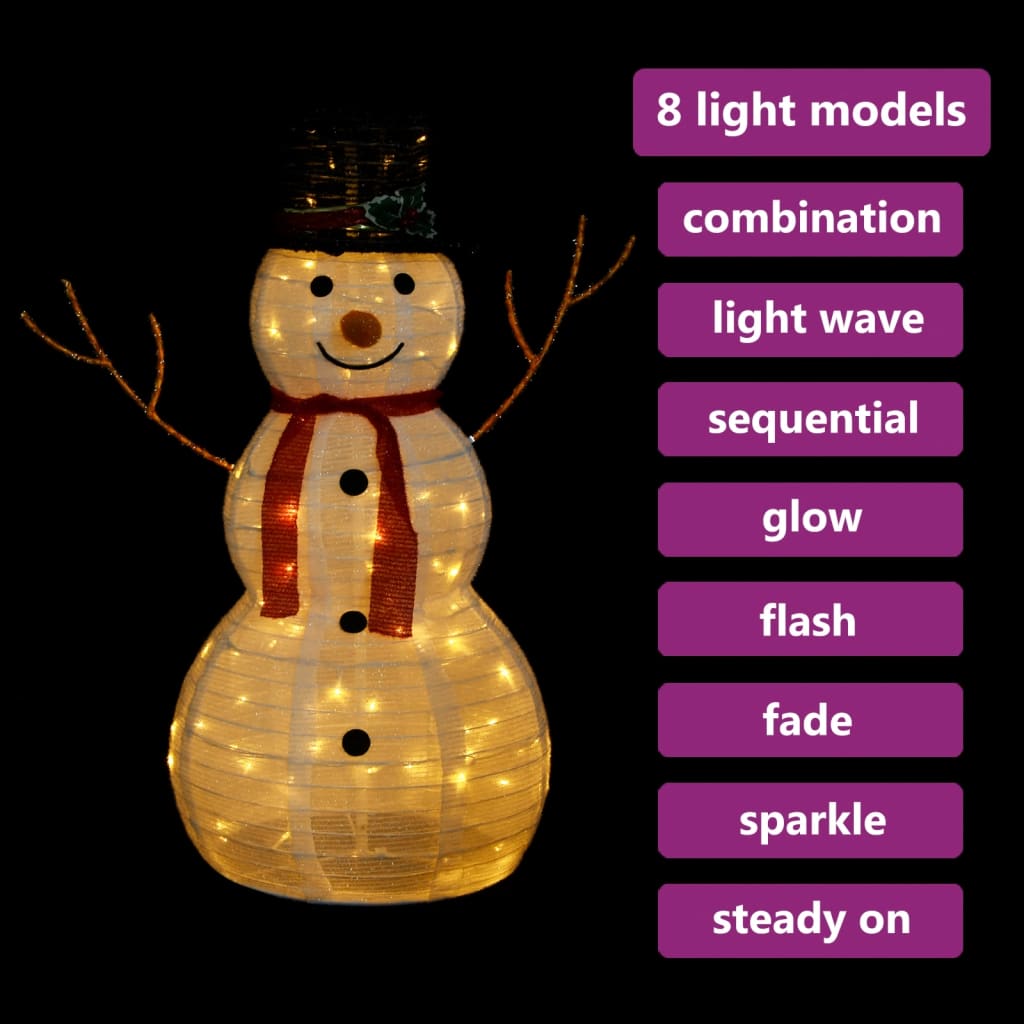 LED-Schneemann Weihnachtsfigur Luxus-Stoff 60 cm