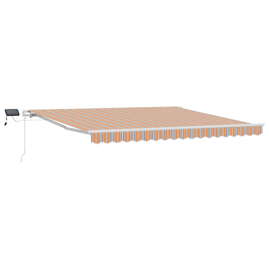 Markise Manuell Einziehbar mit LED 300x250 cm Blau und Weiß