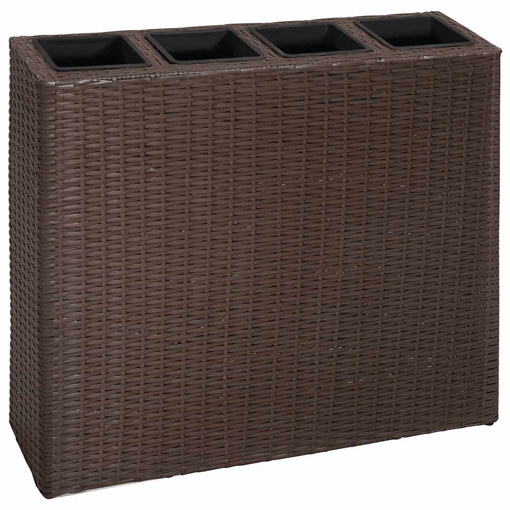 Garten-Hochbeet mit 4 Töpfen 2 Stk. Poly Rattan Grau