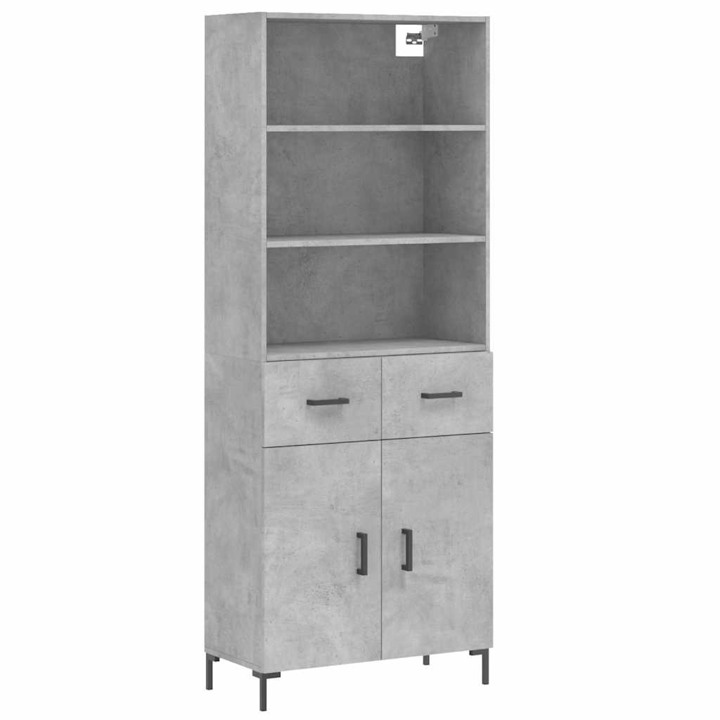 Highboard Hochglanz-Weiß 69,5x34x180 cm Holzwerkstoff