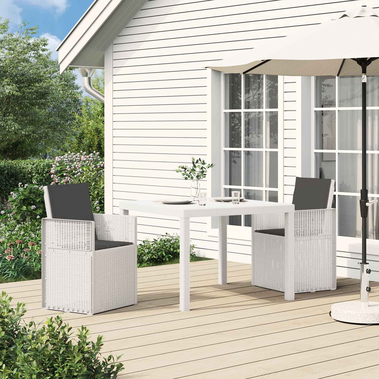 Garten Esszimmerstühle 2 pcs Weiß und Hellgrau PP
