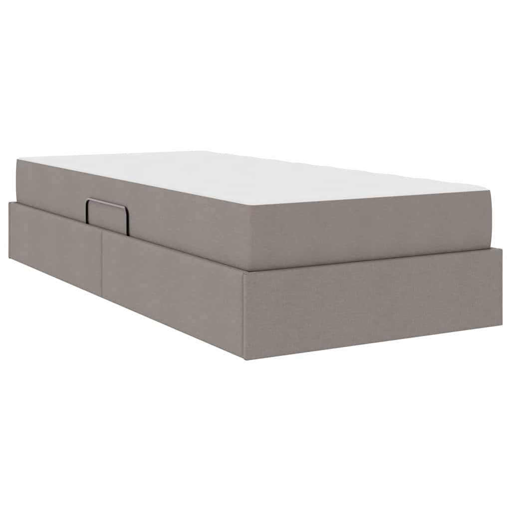 Aufbewahrungsbett mit Matratze Hellgrau 90 x 190 cm Polyester