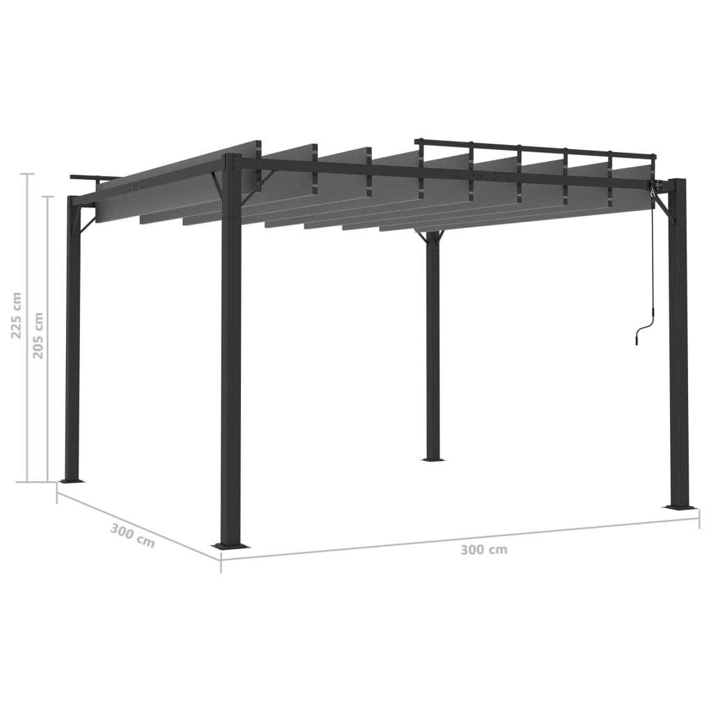 Pergola mit Lamellendach 3x3 m Creme Stoff und Aluminium