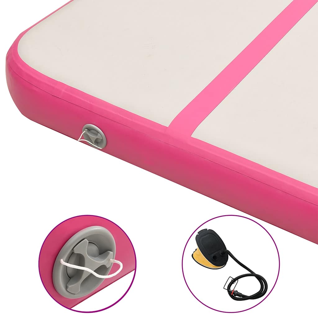 Aufblasbare Gymnastikmatte mit Pumpe 300×100×10 cm PVC Rosa