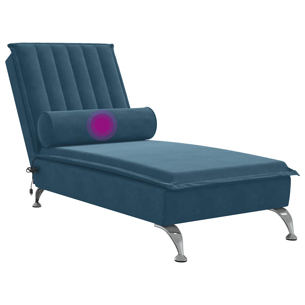 Massage-Chaiselongue mit Nackenrolle Hellgrau Samt