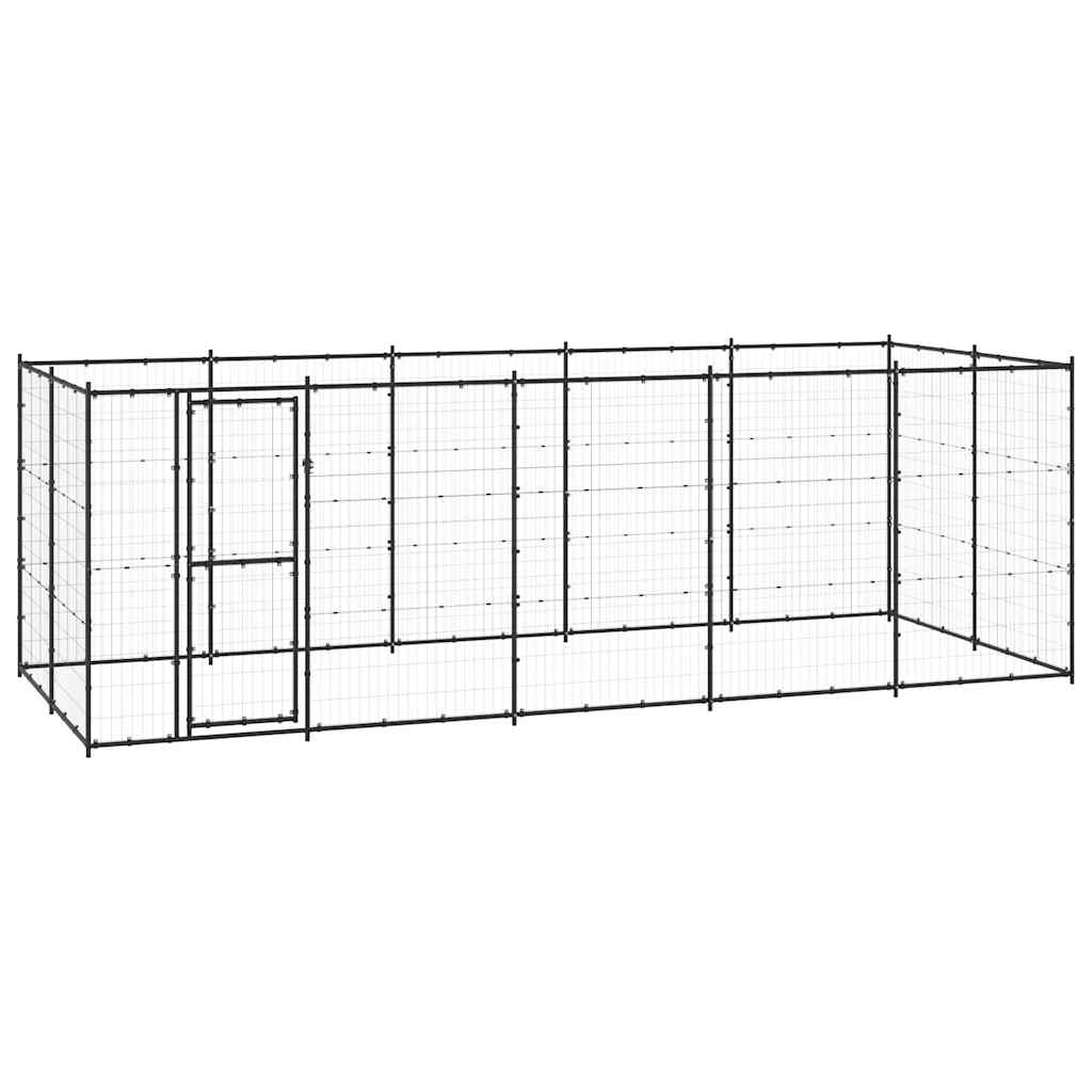 Outdoor-Hundezwinger mit Überdachung Stahl 7,26 m²