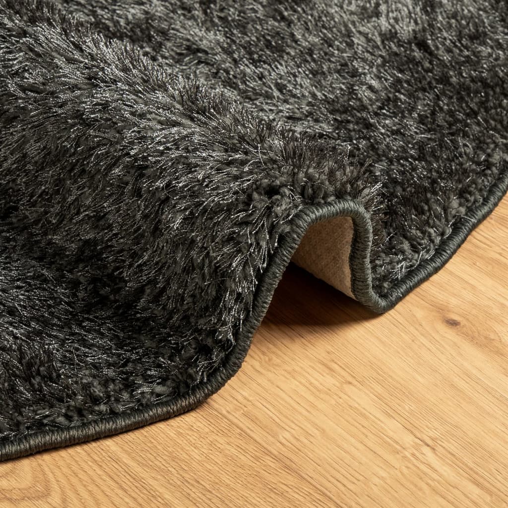 Teppich ISTAN Hochflor Glänzend Anthrazit 100x200 cm