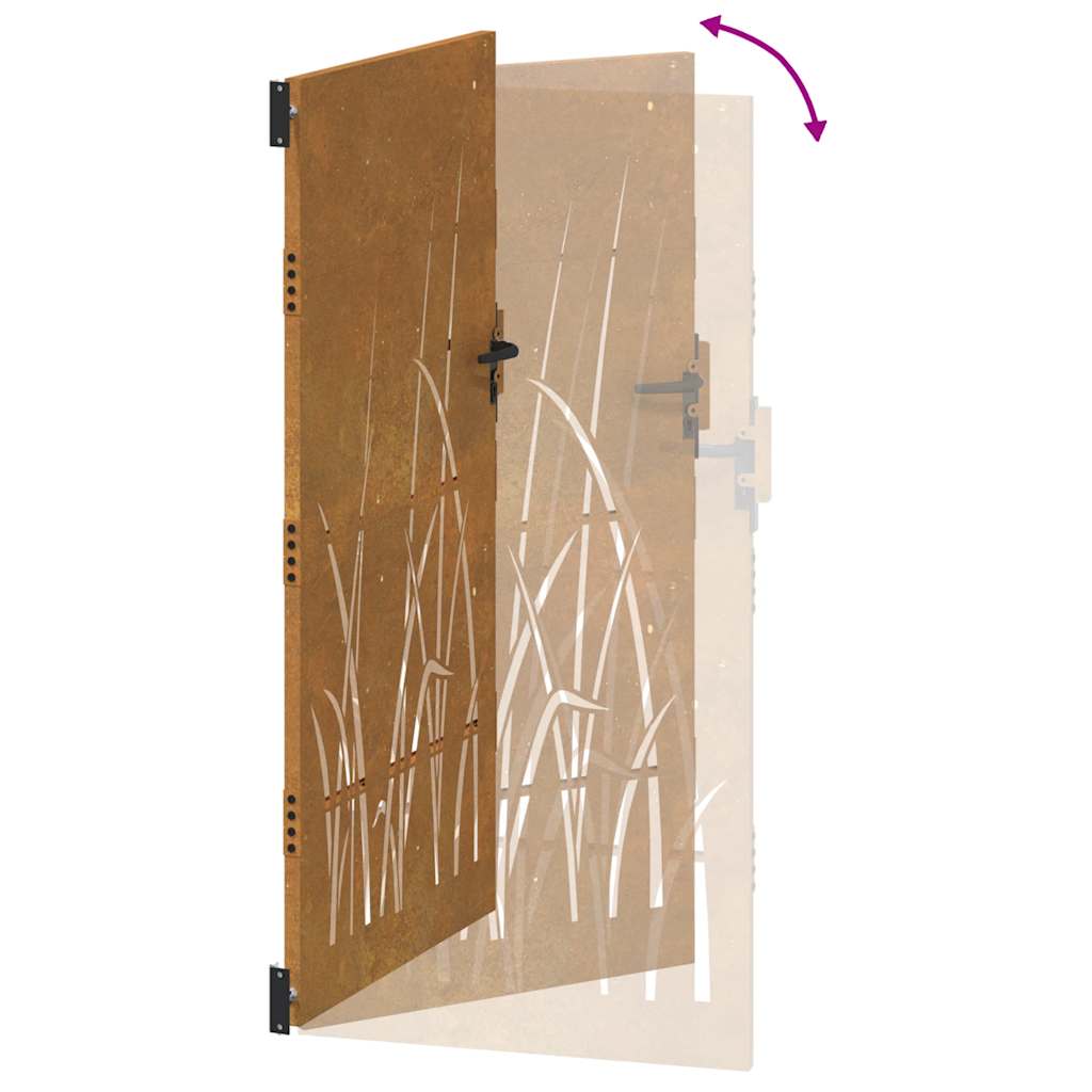 Gartentor 85x75 cm Cortenstahl Gras-Design