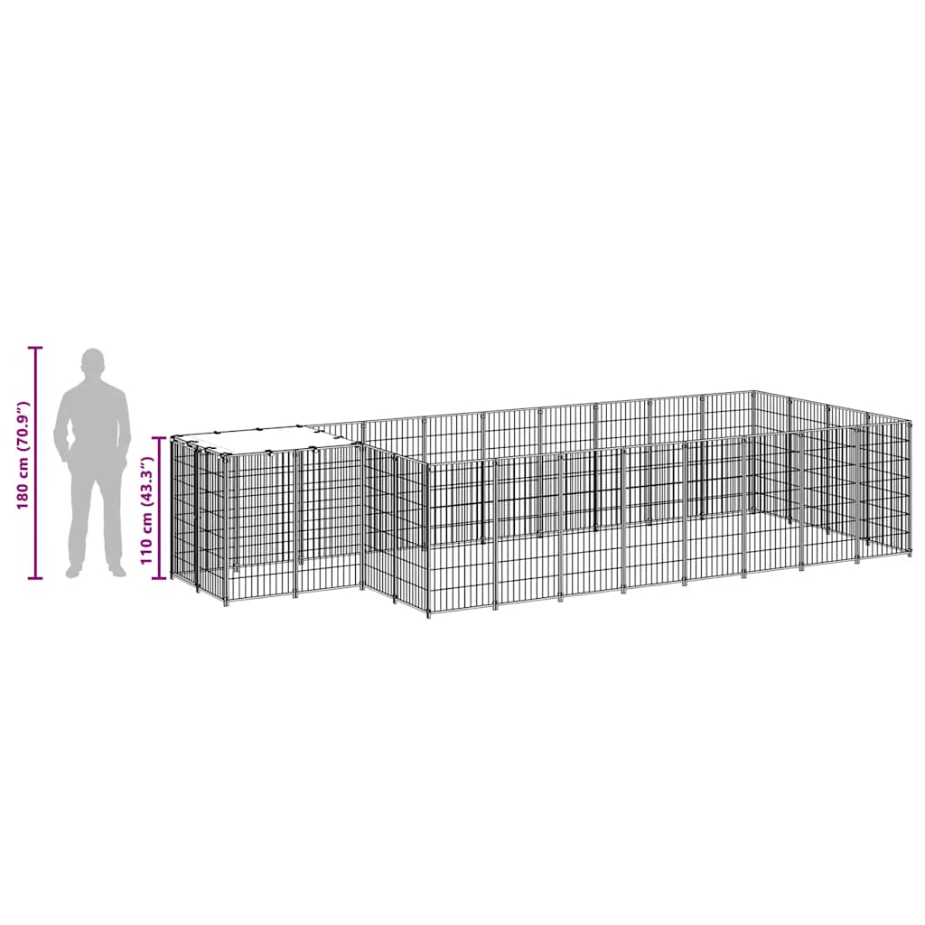 Hundezwinger Schwarz 6,05 m² Stahl
