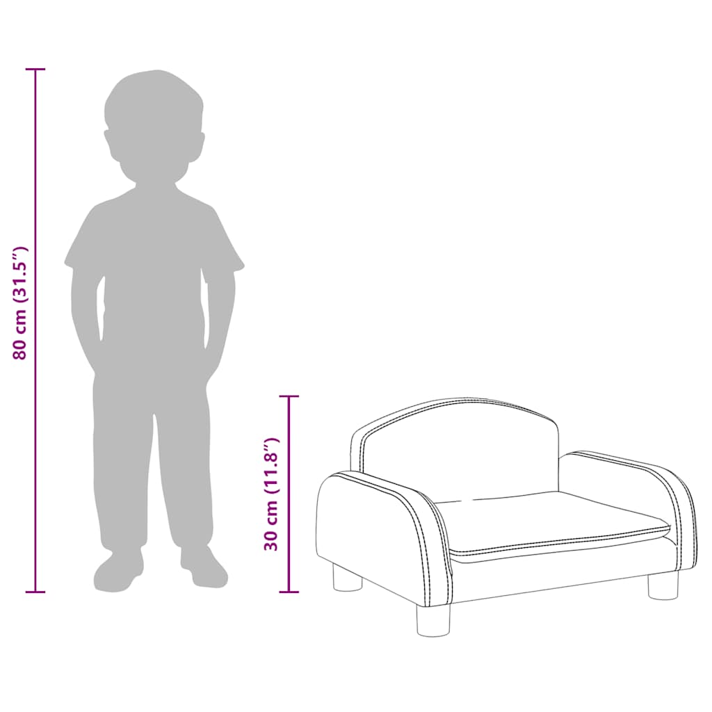Kindersofa Creme 70x45x30 cm Stoff