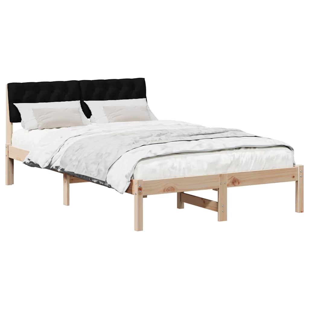 Bettgestell Braun und hellgrau 200 x 200 cm Massivholz Kiefer