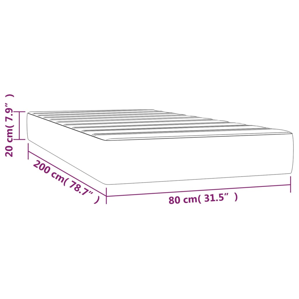 Taschenfederkernmatratze Mittel Hellgrau 80x200x20 cm Stoff