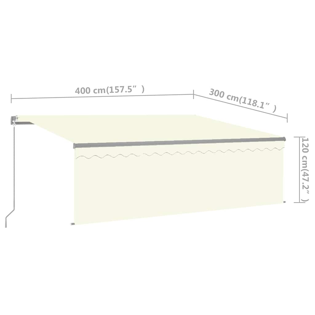 Markise Manuell Einziehbar mit Rollo 3x2,5 m Creme
