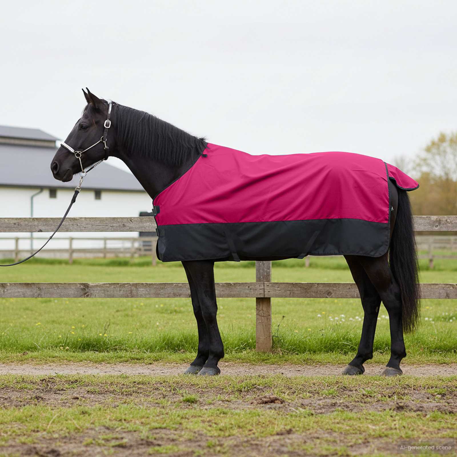 Pferdedecke Dunkelgrün und Schwarz 75 cm Polyester