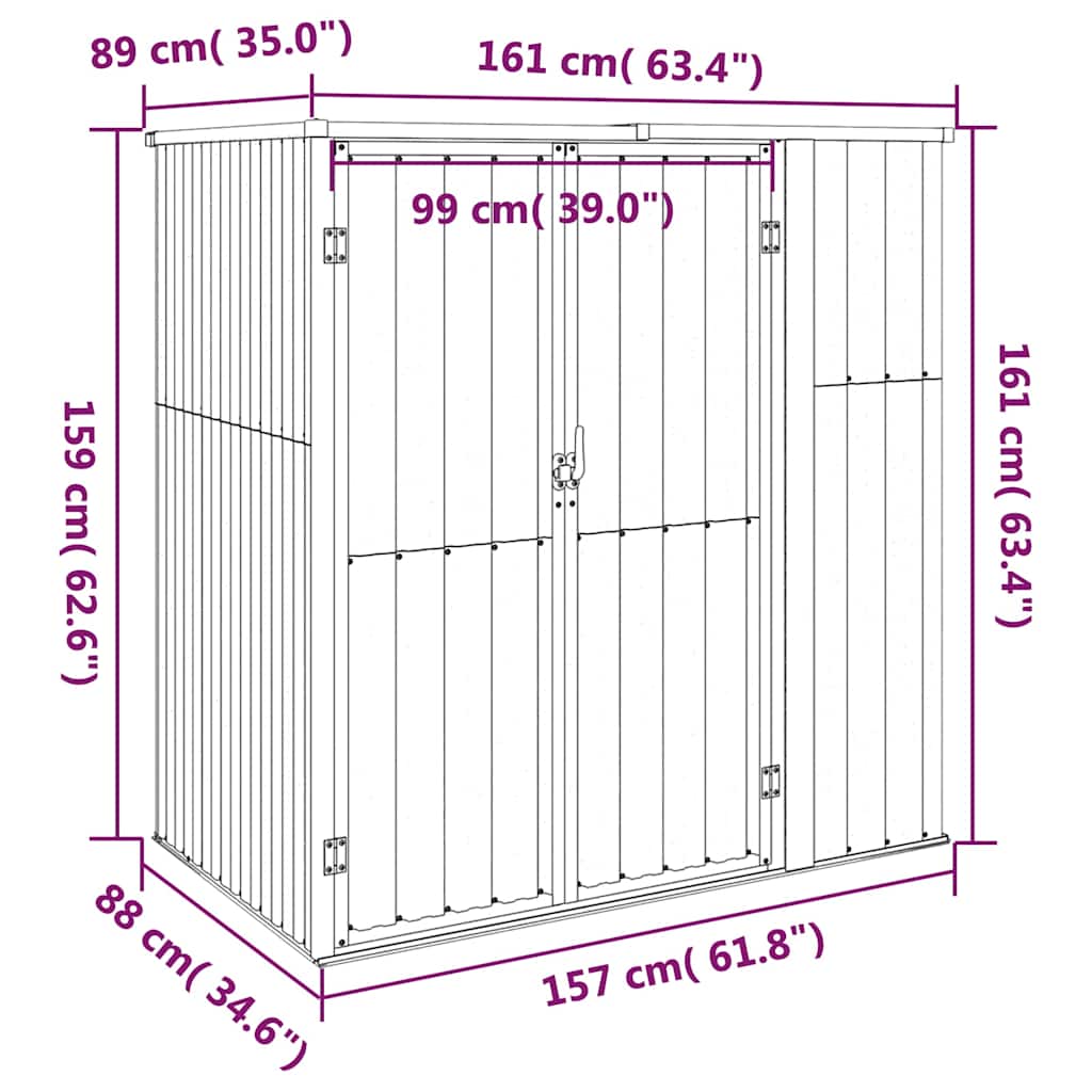 Gerätehaus Grün 88x89x161 cm Verzinkter Stahl