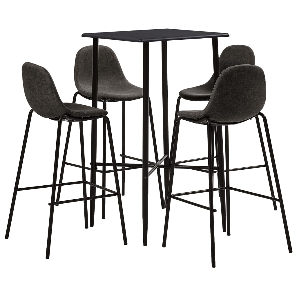 3-tlg. Bar-Set Stoff Dunkelgrau