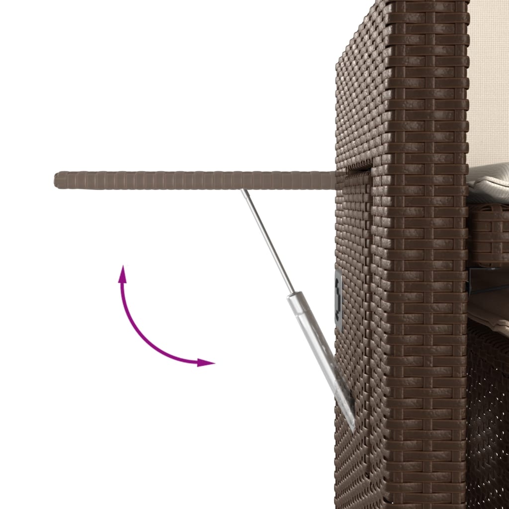 Gartenbank Verstellbar mit Kissen Schwarz Poly Rattan