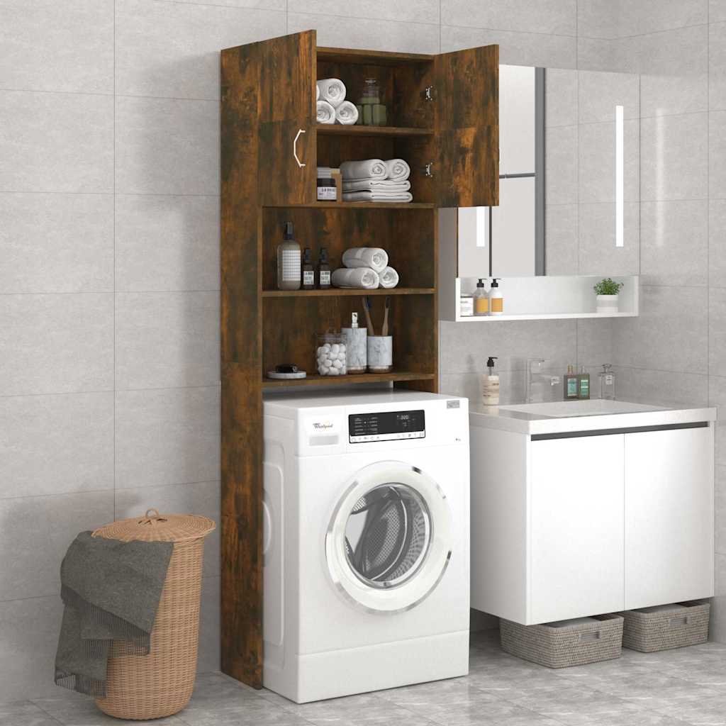 Waschmaschinenschrank Weiß 64x25,5x190 cm Holzwerkstoff