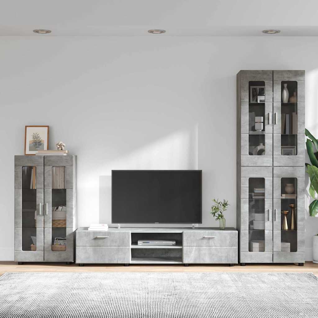 Highboard mit Regal FLORIN Weiß 60 x 35 x 182 cm Holzwerkstoff