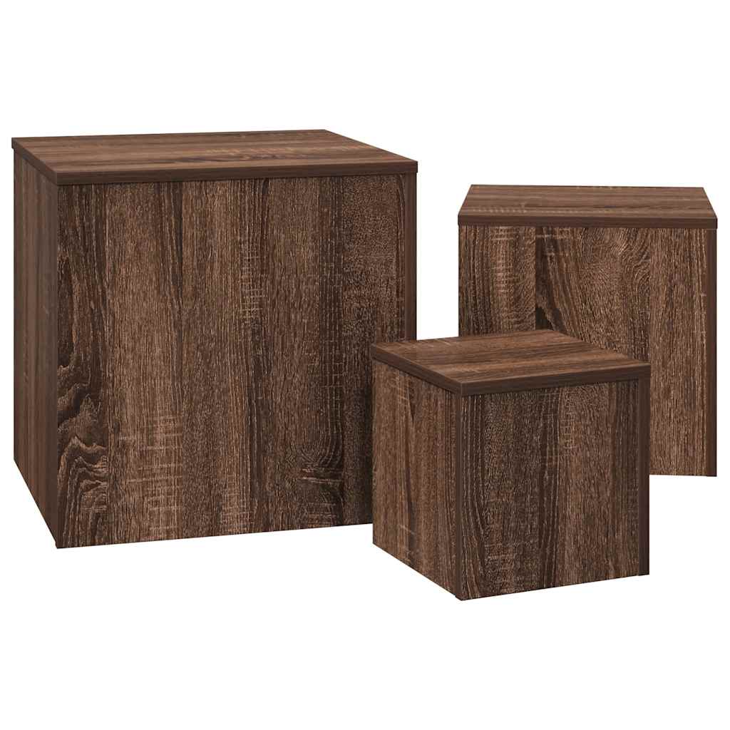 Beistelltische 3 Stk. Weiß Holzwerkstoff