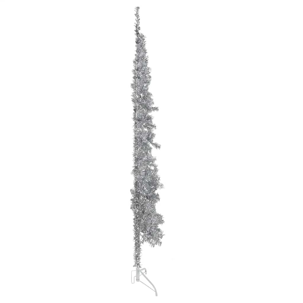 Künstlicher Halb-Weihnachtsbaum mit Ständer Schlank Weiß 180 cm