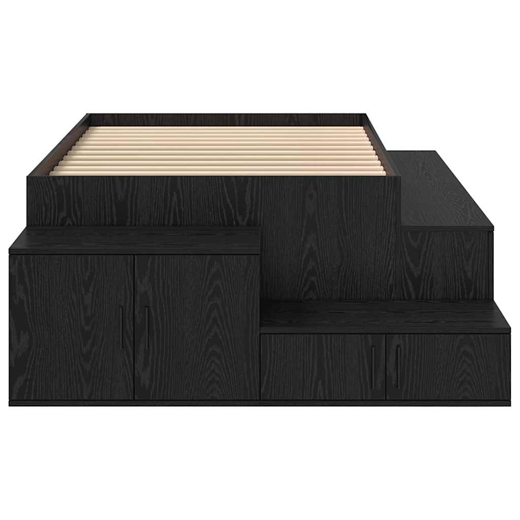 Aufbewahrungsbettgestell mit Speicher Weiß 80 cm Holzwerkstoff