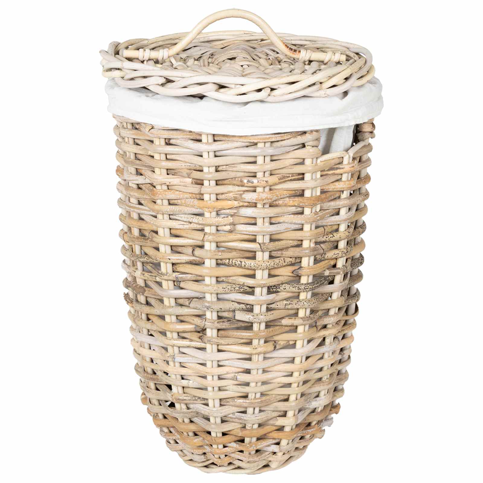 Wäschekorb mit Deckel 2 pcs Natürliches Grau Kubu Rattan