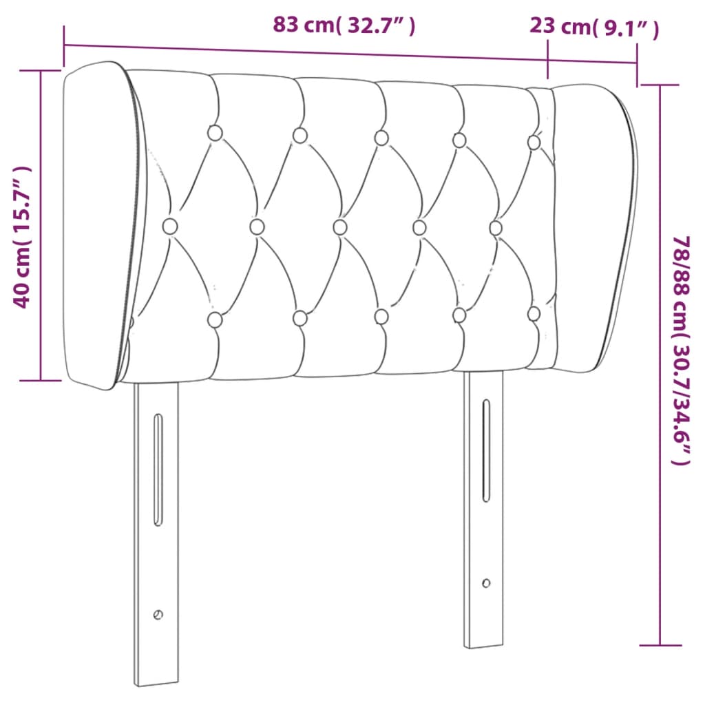 Kopfteil mit Ohren Dunkelblau 93x23x78/88 cm Samt