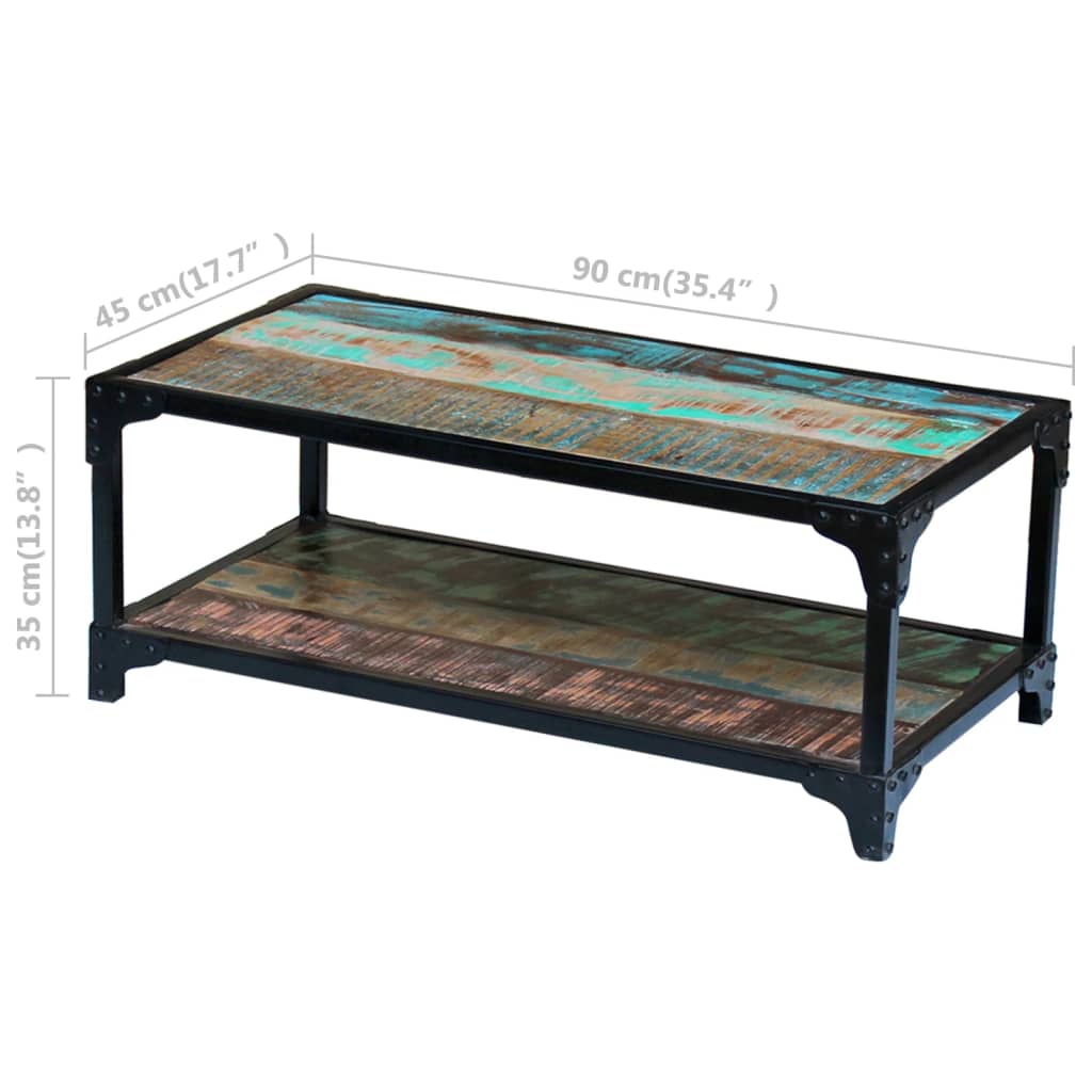 Couchtisch 40x40x36 cm Raues Mango-Massivholz
