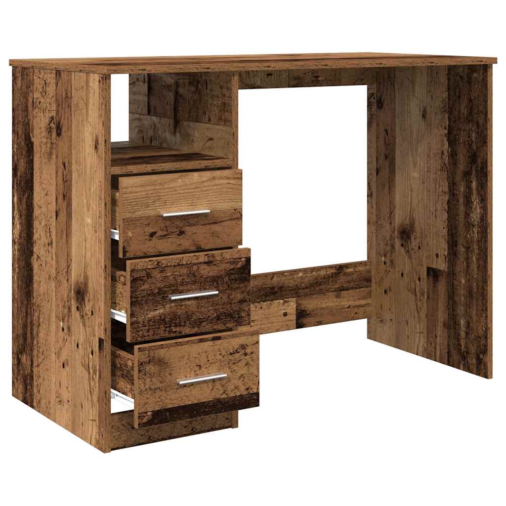 Schreibtisch mit Schubladen Weiß 102x50x76 cm Holzwerkstoff