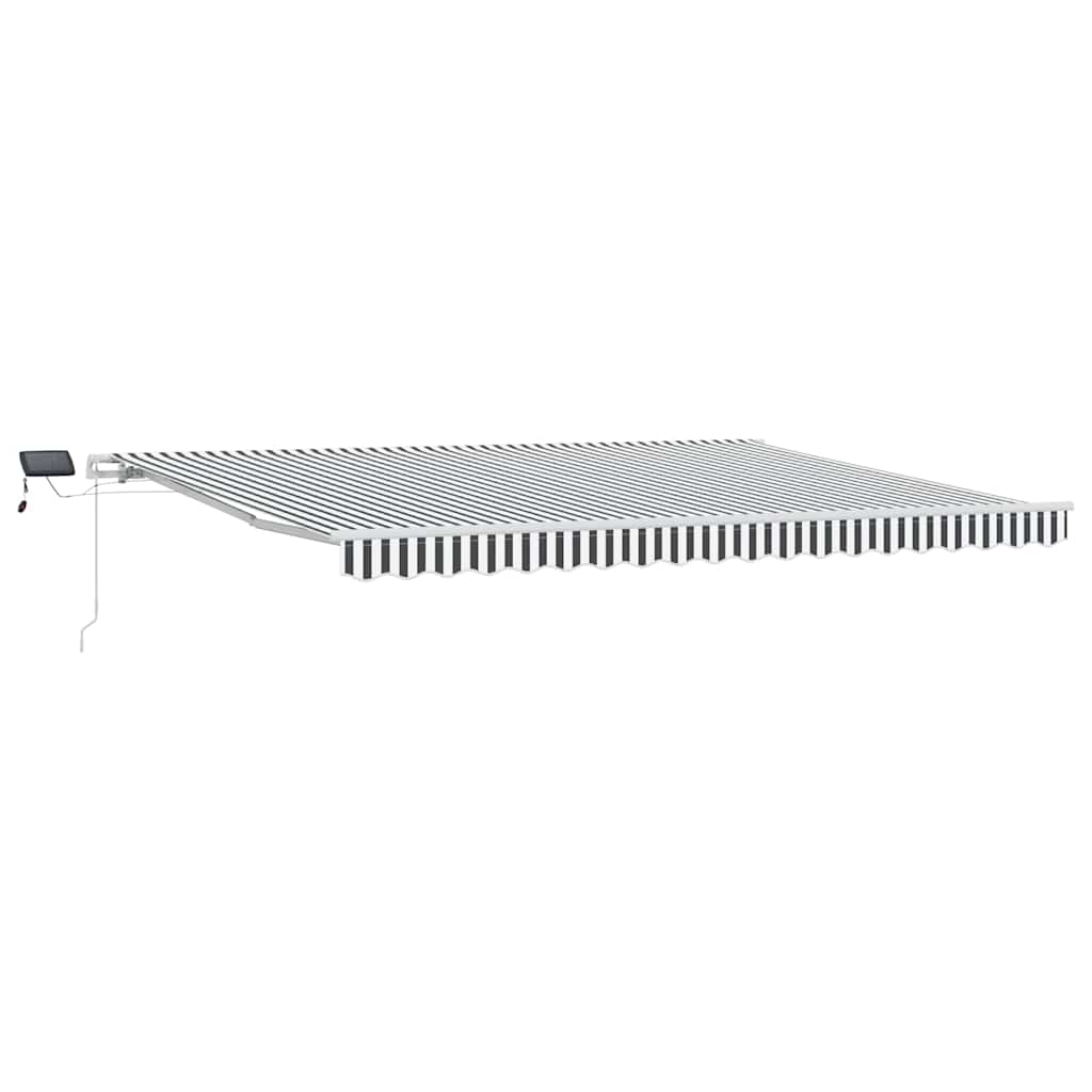 Markise Manuell Einziehbar mit LED 300x250 cm Blau und Weiß