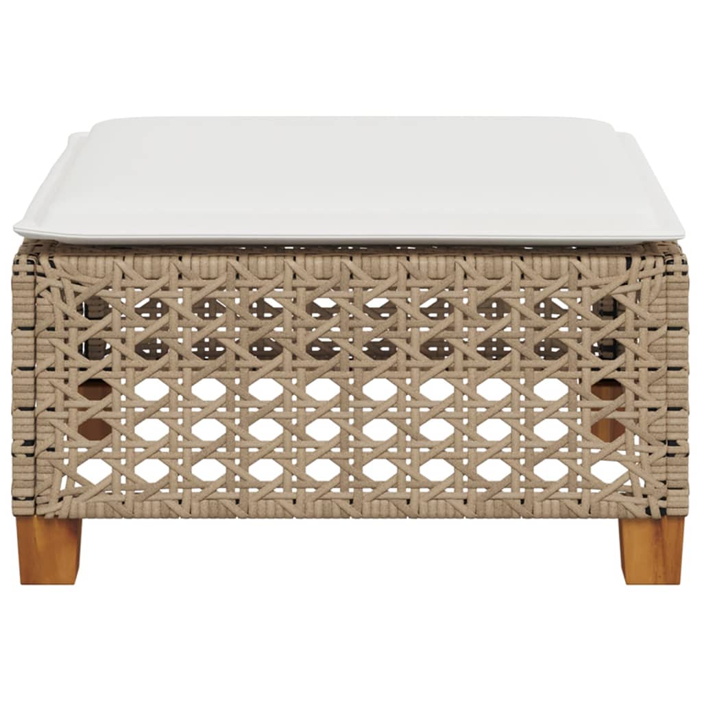 Gartenhocker mit Kissen Schwarz 63,5x56x32 cm Poly Rattan