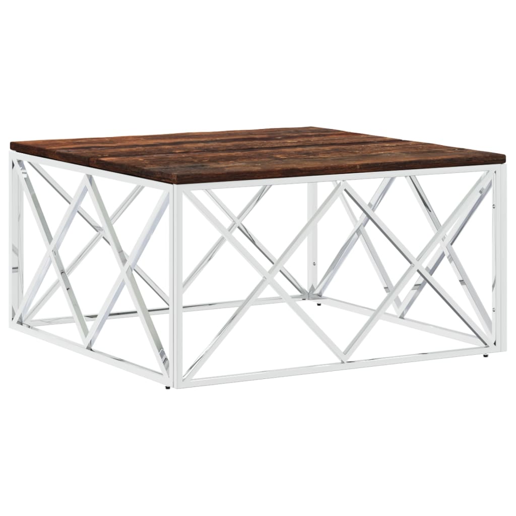Couchtisch 80x80x40 cm Edelstahl und Glas
