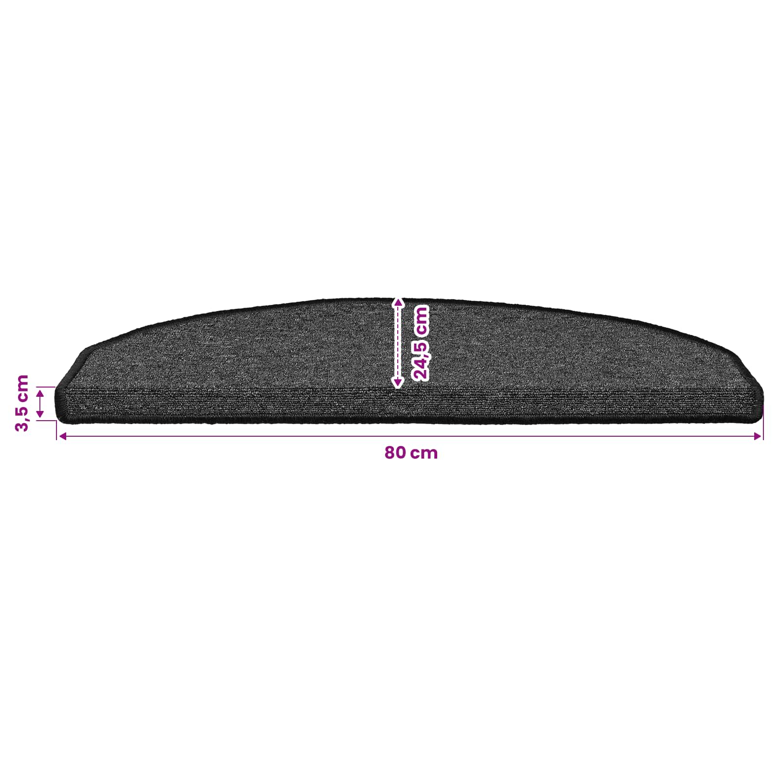 Stufenmatten 15 Stk. 56x17x3 cm Anthrazit Halbrund