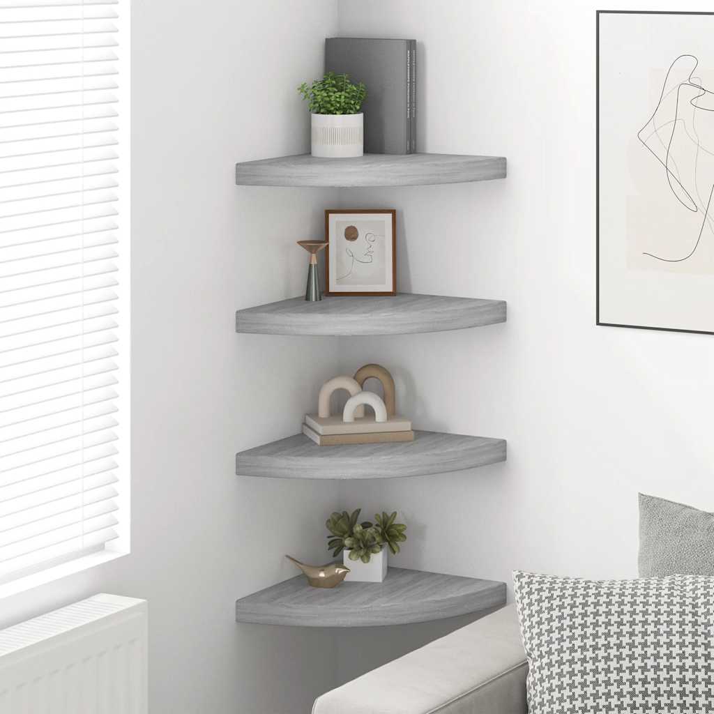 Schwebende Eckregale 2 Stk. Hochglanz-Weiß 25x25x3,8 cm MDF