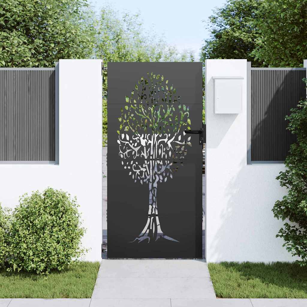 Gartentor 85x75 cm Cortenstahl Baum-Design