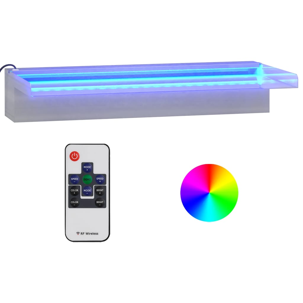 Wasserfall-Element mit RGB LEDs Edelstahl 30 cm