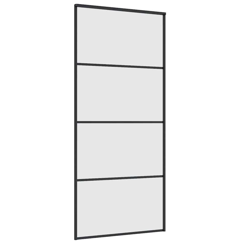 Schiebetür mit Beschlag Schwarz 76x205 cm ESG-Glas