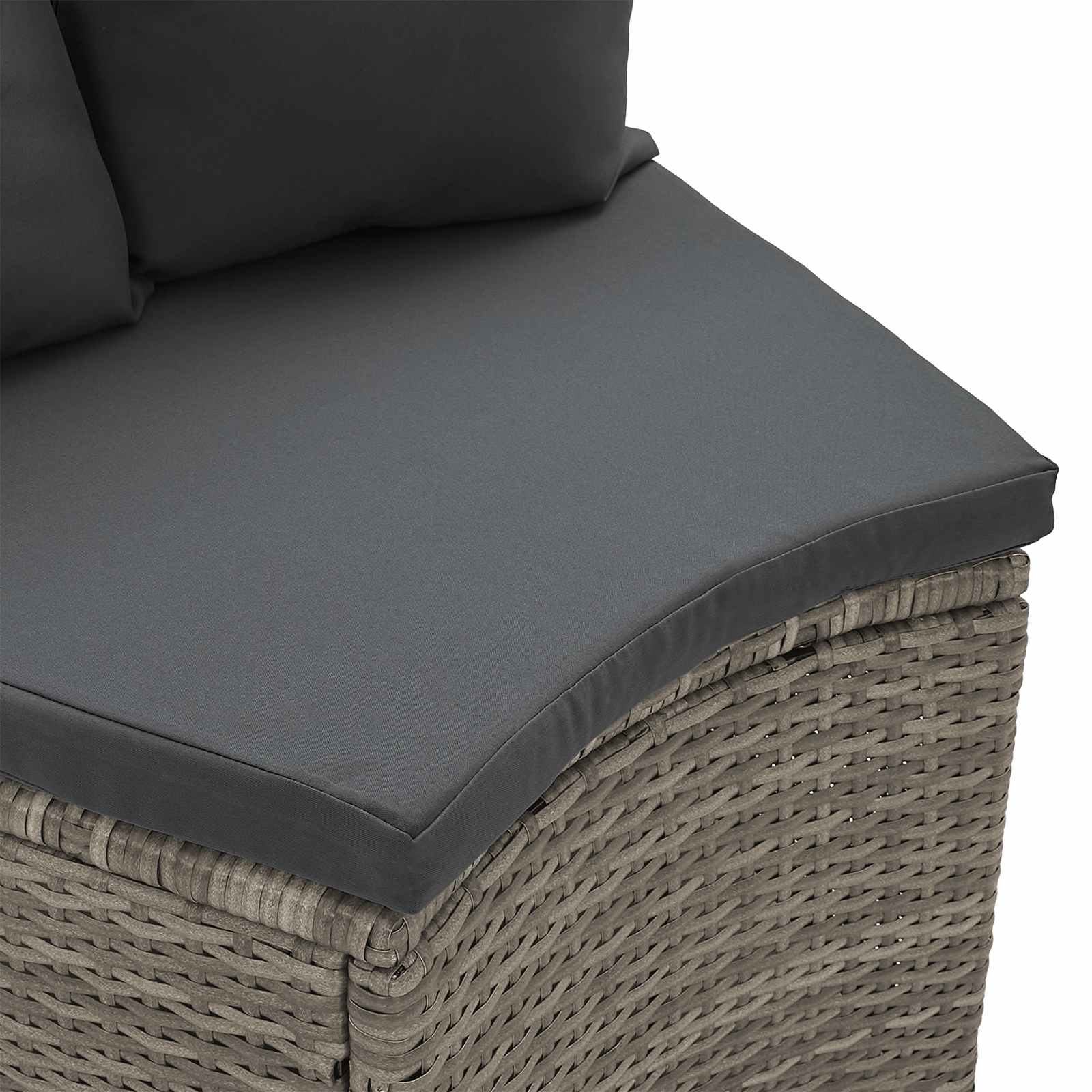 2-tlg. Garten-Sofagarnitur mit Auflagen Poly Rattan Schwarz