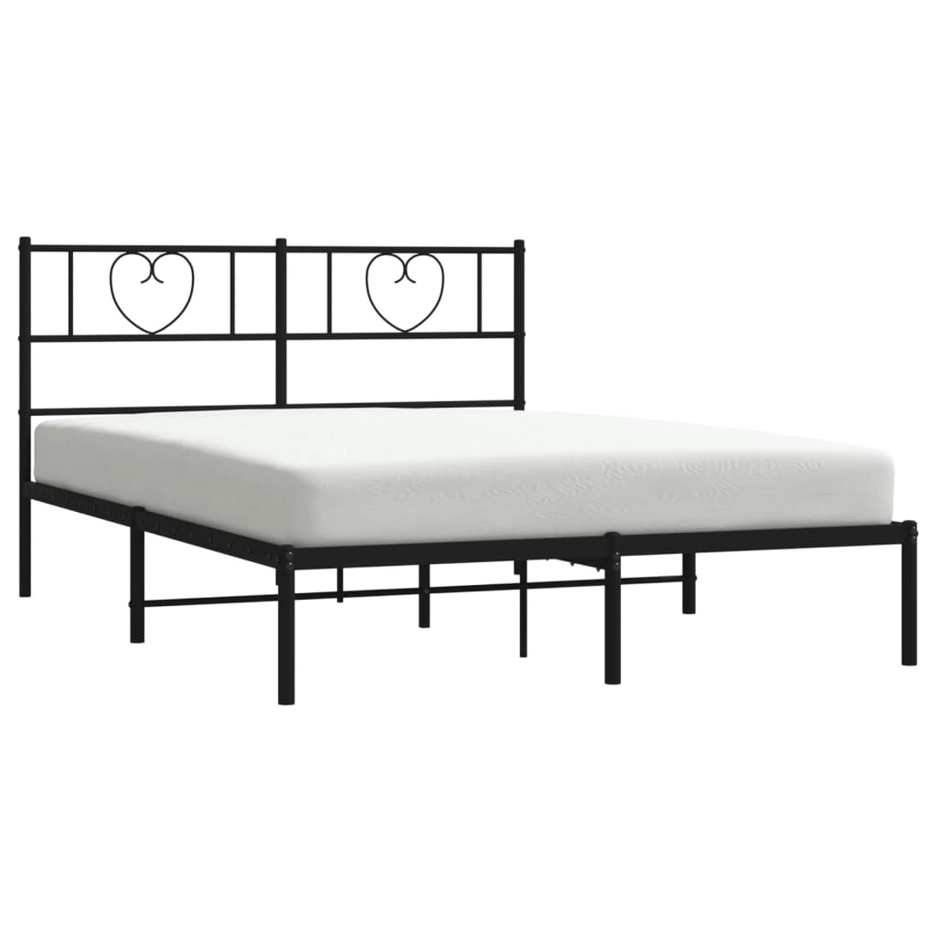 Bettgestell mit Kopfteil Metall Schwarz 100x190 cm