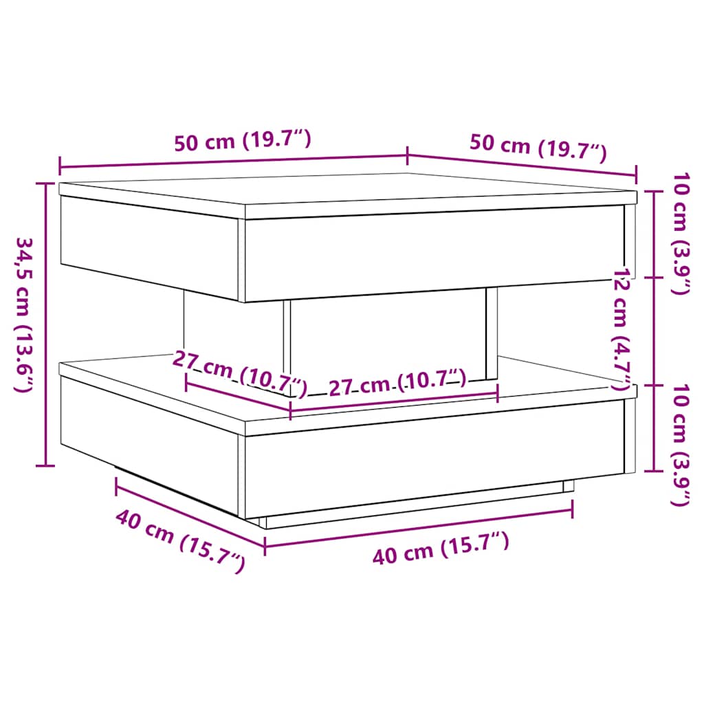 Couchtisch 360-Grad Drehbar Weiß 90x90x34,5 cm