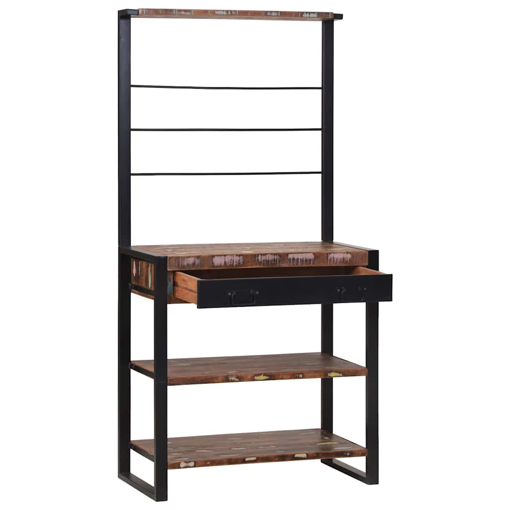 Küchenregal Braun und Schwarz 80 x 40 x 160 cm Massivholz Mango