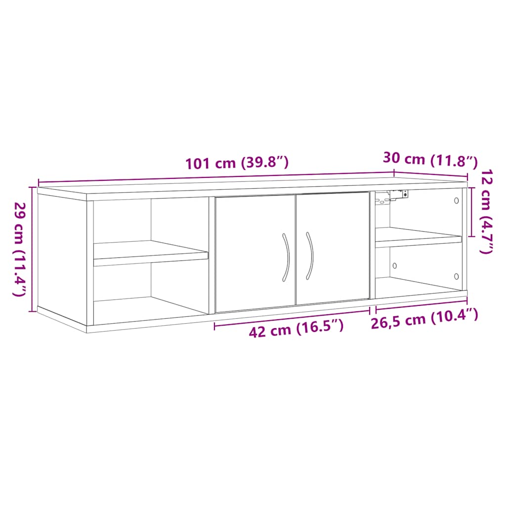 Wandregal Weiß 102x30x29 cm Holzwerkstoff