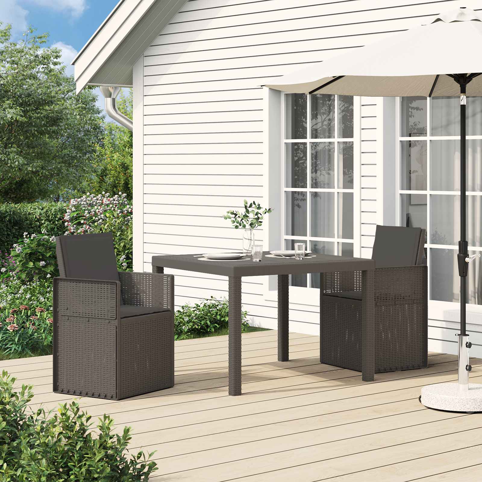 Garten Esszimmerstühle 2 pcs Weiß und Hellgrau PP